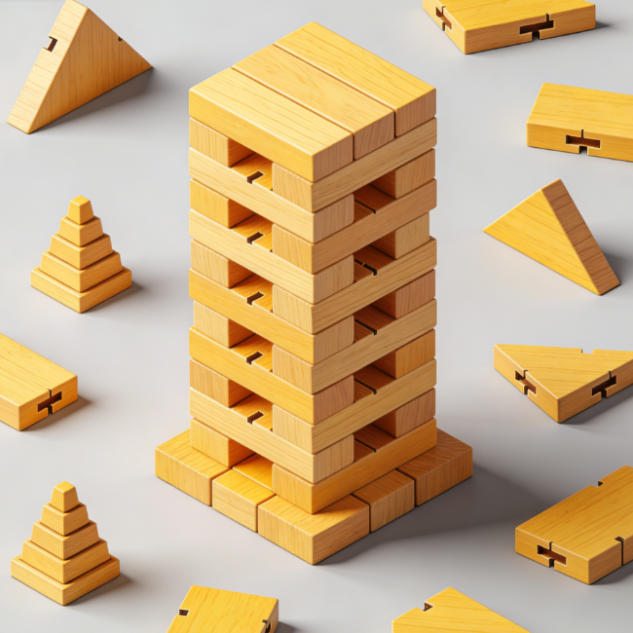 Building block puzzle tower